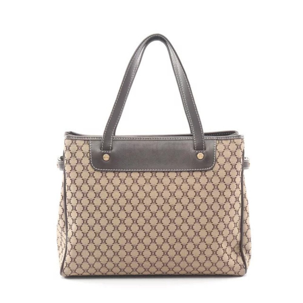 Celine Macadam handbag canvas leather Beige Cream brown tones